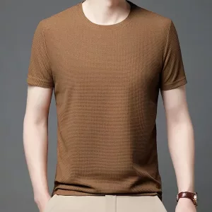 t-skjorte for menn, t-skjorte med rund hals, t-skjorte med vaffel, t-skjorte i bomull, t-skjorte med korte ermer